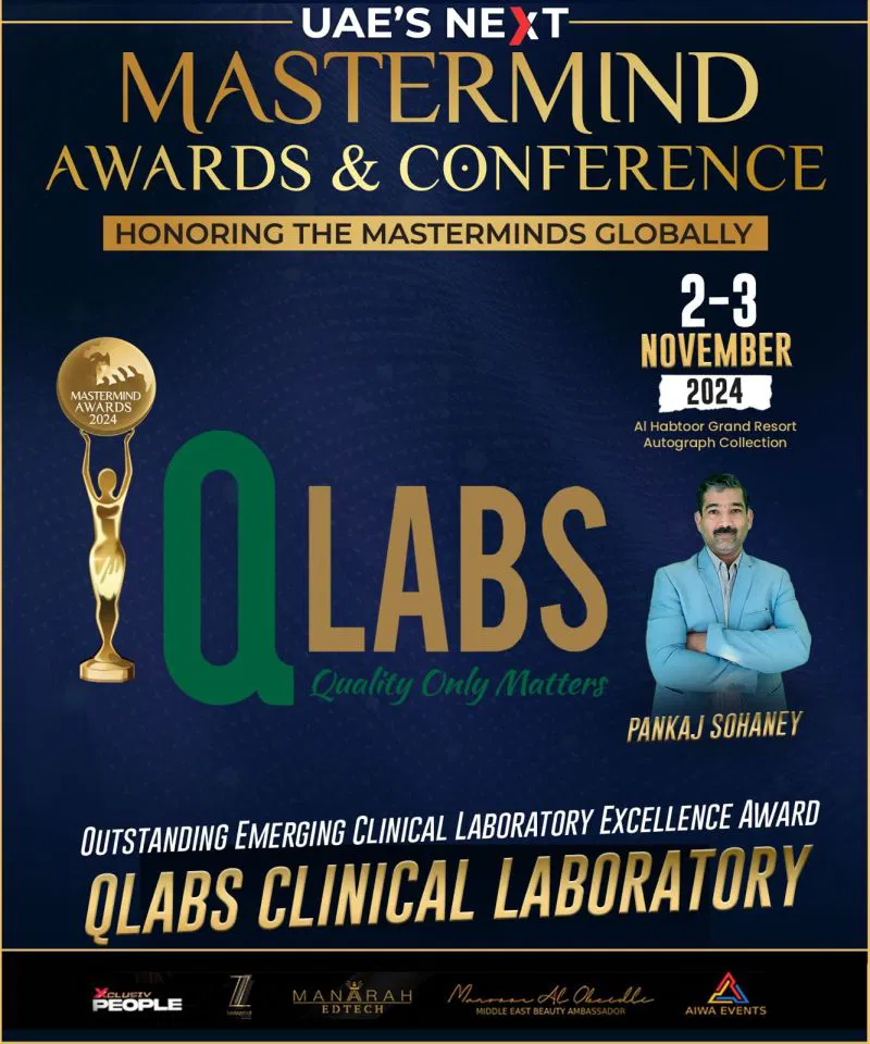 UAE's Next Mastermind Awards 2024 as an Award Winner for QLabs Clinical Laboratory